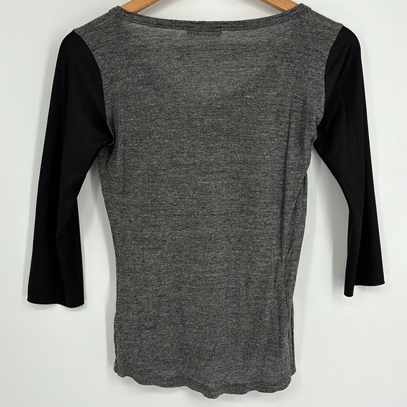 Zara W&B Collection 3/4 Sleeve Two-Tone Top Women’s Size Small in Black & Gray - Picture 5 of 5